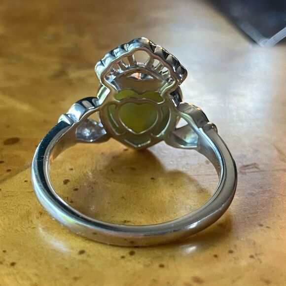Natural Connemara Marble Sterling Silver Claddagh Ring Size 9 - Picture 5 of 9